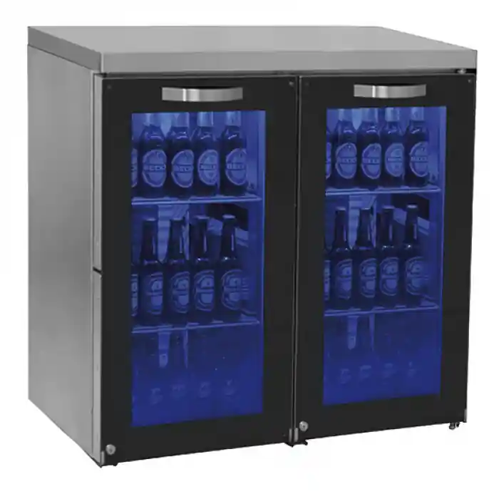 Barkühlschrank links mit 2 Glasflügeltüren 90+90 Flaschen Letzte Chance