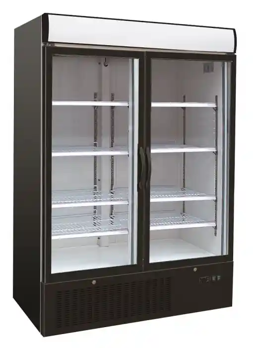 Gewerbe Kühlschrank 2-türig 1079L Umluft Edelstahl Schwarz Markenprodukt