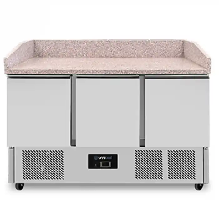 Neuheit Pizza-Kühltisch Compact Line 350L 3 Türen Edelstahl +2°C bis +8°C