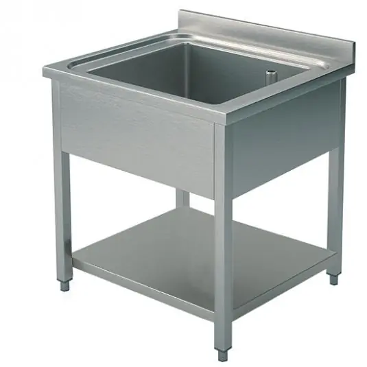 Spültisch 1 Becken auf Beinen mit Zwischenboden 700x700 mm Ausverkauf