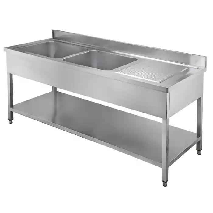 Top-Angebot TOPLINE Spültisch 700 / 2 Becken links + Abtropffläche B 2000