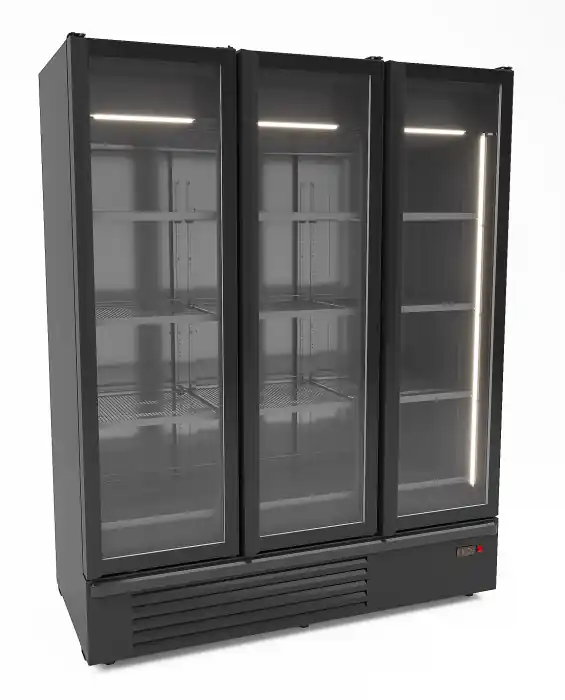 Kühlschrank 3 Glastüren Schwarz 1555 L, +1 bis +7 °C Top-Seller