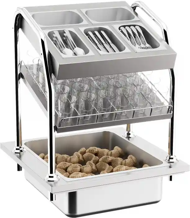Top-Seller Einbau Besteckeinheit 1x 2/1 GN + 4x 1/4 GN 700x700x910 mm