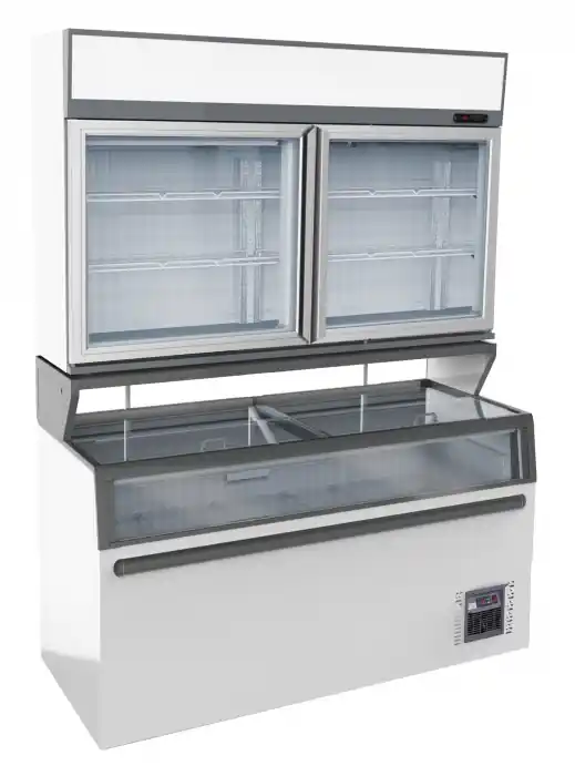 Schneller Versand Wandtiefkühlung Weiß 2 Glastüren