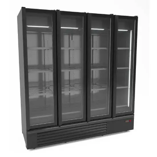 Kühlschrank mit 4 Glastüren schwarz 1850L Knallerangebot