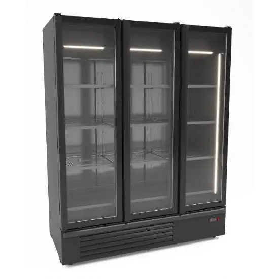 Expressversand Kühlschrank mit 3 Glastüren schwarz 1555L
