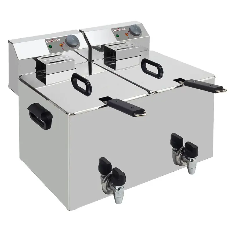 Elektro -Tischfritteuse 2x 8 Liter + Ablasshahn Billig