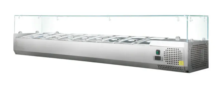 Top-Preis Kühlaufsatzvitrine GN 1/3, 140 x 40, Glasaufsatz