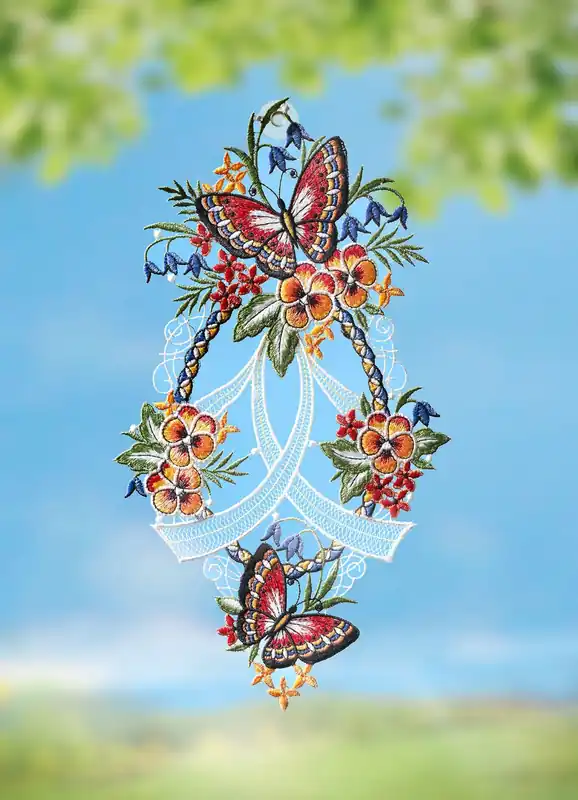 Garantierte Lieferung Fensterbild Schmetterling aus Plauener Spitze
