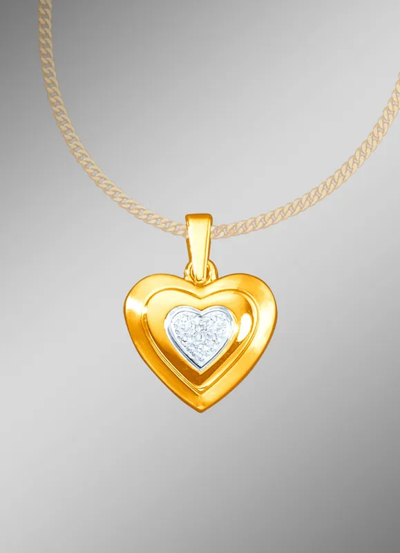 Herz Anhänger in Bicolor mit Diamant Echt