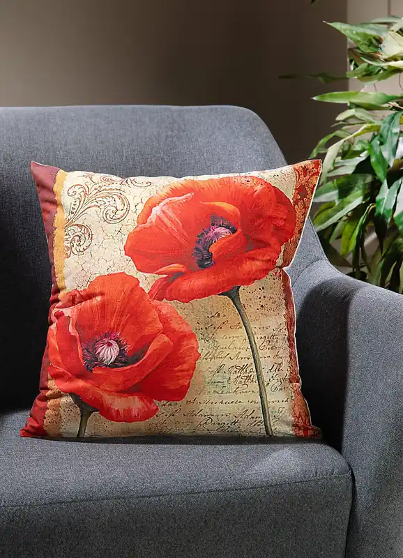 Top-Preis Kissenbezug mit Mohnblumen-Motiven