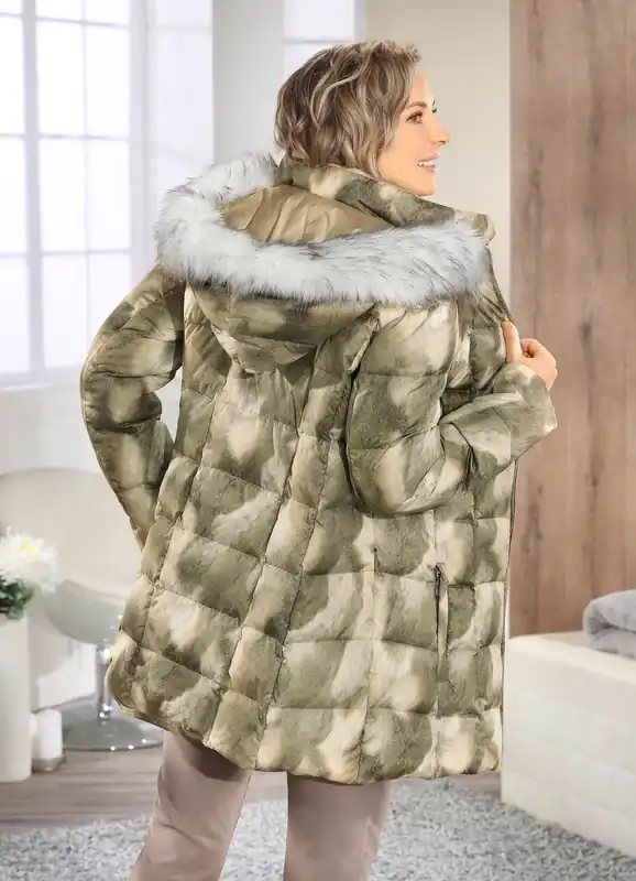 Jacke mit Dessin in Kunstpelz-Optik Neu Im Sortiment