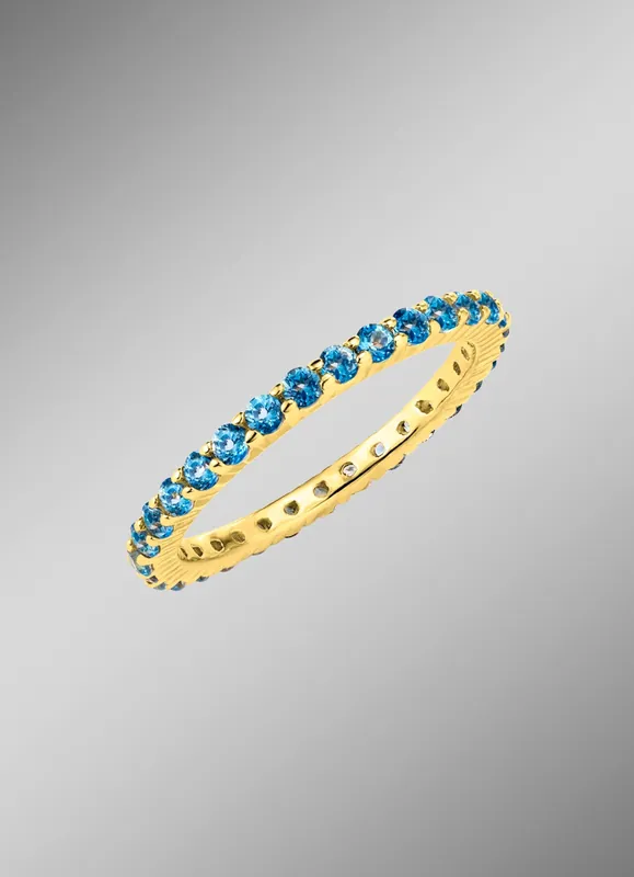 Expressversand Memoire-Ring aus hochwertigem Gold mit Blautopas