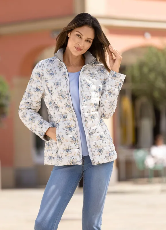 Funktions-Wendejacke mit Blütendessin Schnäppchen