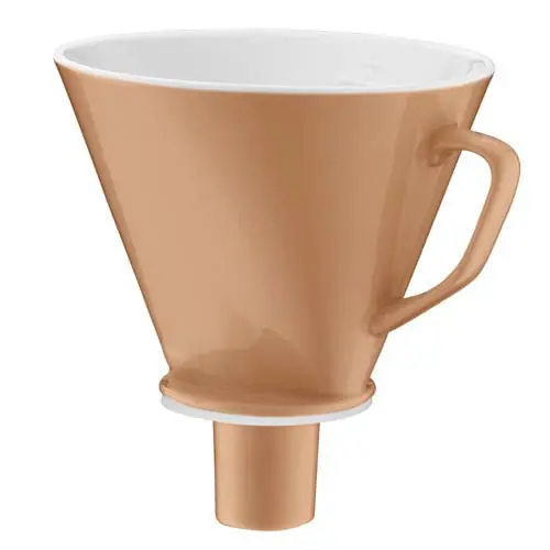 Markenprodukt Handfilter aus Porzellan Aroma plus, für Papierfiltertüten Größe 4, mit Silikonring, capuccino
