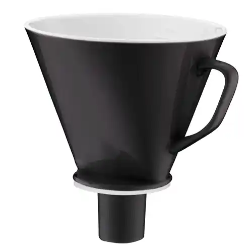 Highlight Handfilter aus Porzellan Aroma plus, für Papierfiltertüten Größe 4, mit Silikonring, schwarz