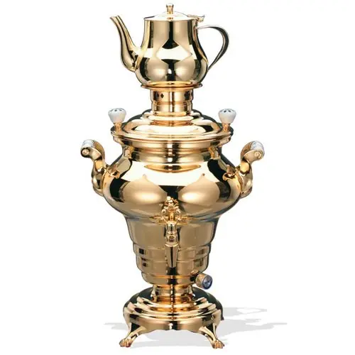 Schneller Versand Samowar Rebecca I 230 Volt vergoldet 6 ltr mit Kanne 1 ltr