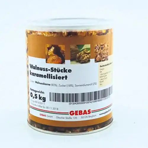 Neuheit Walnuss-Stücke karamellisiert 24 Dosen à 0,5 kg