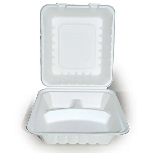 Bio-Lunchbox NATURE Star TRIPLE Zuckerrohr weiß mit Deckel 100% kompostierbar L 225 mm B 200 mm H 90 mm 3 Fächer Letzte Chance