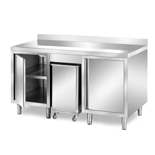 Neu Im Sortiment Schranktisch 1500 mm x 700 mm H 870 mm mit Zutatenbehälter mit 2 Flügeltüren Aufkantung