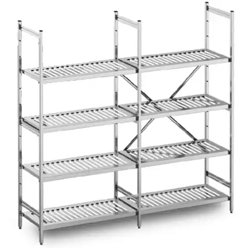 Standregal Norm 5 Edelstahl 1575 1575 3049 mm 600 mm H 1800 mm 4 Blechrostauflage(n) Saisonangebot