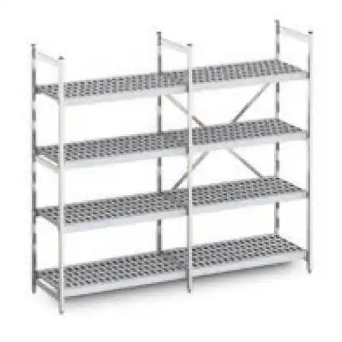 Echt Standregal Norm 12 1575 3079 3079 mm 400 600 mm H 1800 mm 4 Kunststoff-Rostauflage(n)