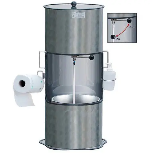 lds - doppelt - Mobiles Handwaschbecken ES-6-T-WA, Tischmodell, zertifiziert, Edelstahl, 6-Liter-Frischwassertank, 230-V-Wassererwärmer inkl. Halterung, inkl. Hygienepaket Saisonangebot