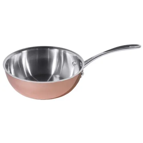 Kupfer-Sauteuse Edelstahl Aluminium Kupfer Ø 200 mm H 40 mm Edelstahlstiel Letzte Chance