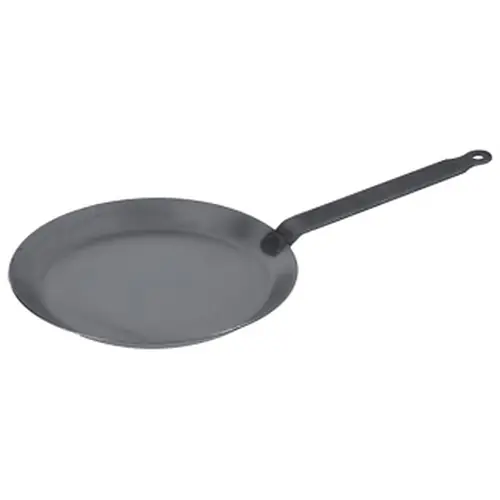 Neuheit Crêpes-Eisenpfanne • Stahl 2 mm Ø 200 mm H 20 mm Flachgriff