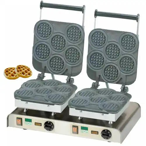 Neue Kollektion Doppel-Waffeleisen Waffelgröße Ø 80 x H 16 mm (12x) 4400 Watt 400 Volt