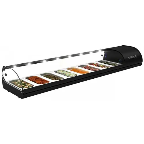 Kühlvitrine Royal Cooling Tapas 8 schwarz 230 Volt 8 Behälter GN 1/3 - 40 mm Kompressor rechts Top-Angebot
