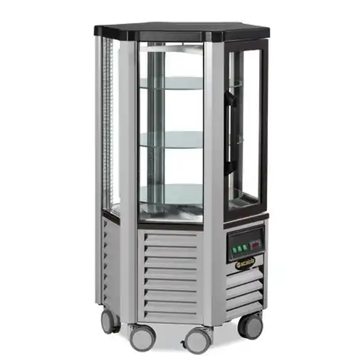 Panorama Kühlvitrine ERGE MINI LED silberfarben 180 ltr 230 Volt 3 Borde Sichere Zahlung