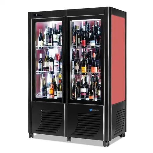 Weintemperierschrank Cantina 2 schwarz/rot Glastür Echt