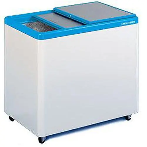 Nur Für Kurze Zeit Gefriertruhe für Eiscrem und Tiefkühlkost, mit Aluminiumschiebedeckel, Temperaturbereich -10°C bis -24°C, Brutto-/NutzInhalt 307 / 269 l, Energieverbrauch/Jahr 547 kWh/a