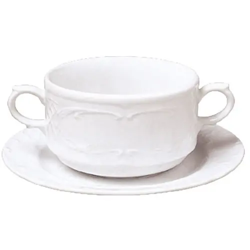 Kracherpreis RESTPOSTEN Suppen-Untertasse BAVARIA Porzellan weiß mit Relief Ø 150 mm