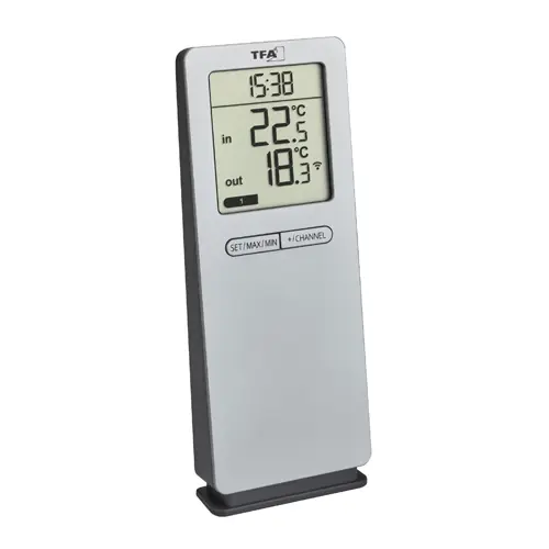 Funk-Thermometer LOGOneo silberfarben Preis Gesenkt