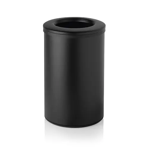 Abfalleimer Edelstahl schwarz mit Einwurföffnung oben 40 ltr Ø 355 mm H 550 mm Preisreduziert