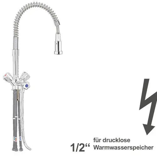 Sale Thekenarmatur fresh 1/2" für drucklose Speicher ausziehbare Umstellbrause Zweigriffmischer