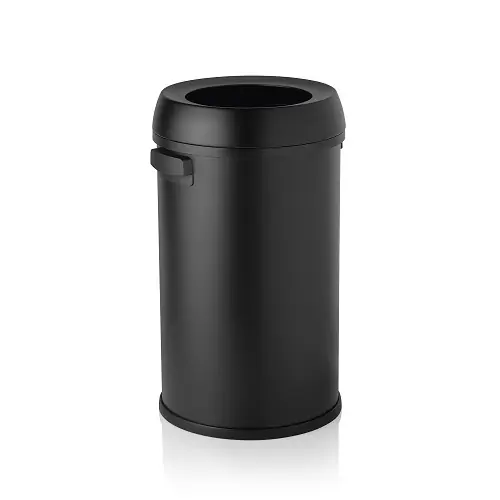 Abfalleimer Edelstahl schwarz mit Einwurföffnung oben mit 2 Griffen 65 ltr Ø 400 mm H 700 mm Sofort Bestellen