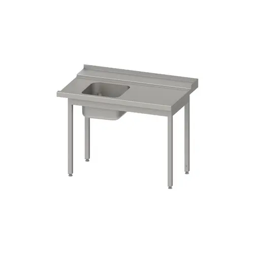 Zulauftisch, Korbführung mit Gefälle, ohne Grundboden mit einem Becken 800x750x880 mm, Anbauseite rechts, mit Aufkantung, verschweißt Bestseller