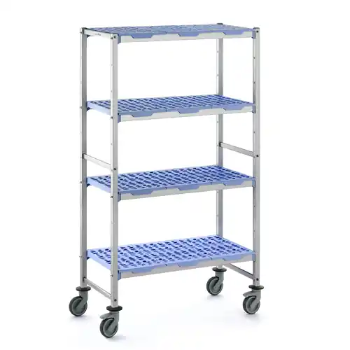 GN-Komplettregal fahrbar 1750 Roste 4 Ebenen T 560 mm L 790 mm PP Roste blau Billig