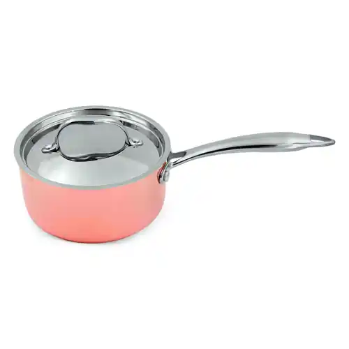 Stielkasserole KG 203 1,45 ltr Edelstahl Aluminium Kupfer 2,3 mm mit Deckel Ø 160 mm H 80 mm Edelstahlstiel Wochenendangebot