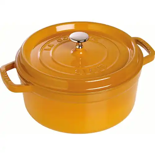 Kokotte 5 ltr Gusseisen mit Deckel senffarben Ø 260 mm angegossene Griffe Rabatt
