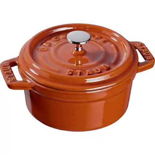Echt Kokotte 0,25 ltr Gusseisen mit Deckel zimtfarben Ø 100 mm angegossene Griffe