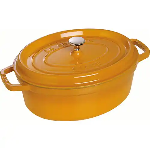 Finale Aktion Kokotte 3,2 ltr Gusseisen mit Deckel senffarben Ø 270 mm angegossene Griffe