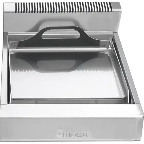 Sonderaktion 1203.9035 Grillplatte, glatt, für Elektromodelle, Tiefe 700 mm, mit Spritzschutz, 370 x 400 mm