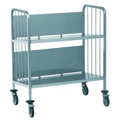 Tellerwagen 4 Lenkrollen Edelstahl 930 mm x 670 mm H 1160 mm passend für Teller Ø 290 mm Finale Aktion