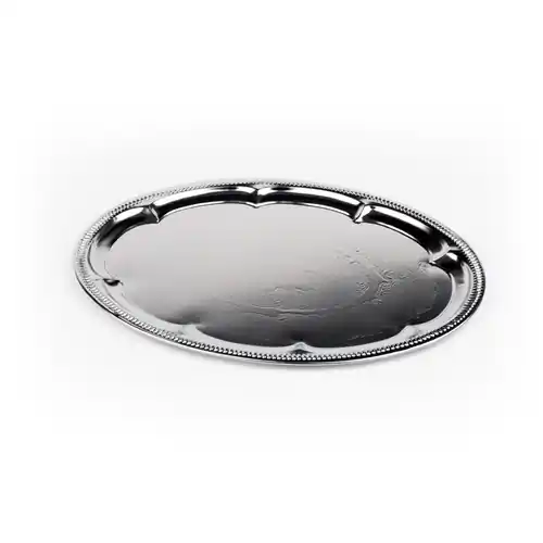 Partyplatte Stahl Rand eingerollt oval L 460 mm x 340 mm Sonderaktion