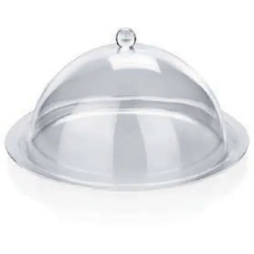 Abdeckhaube mit Tablett Acryl transparent H 150 mm Ø 380 mm Griffknopf Top-Preis