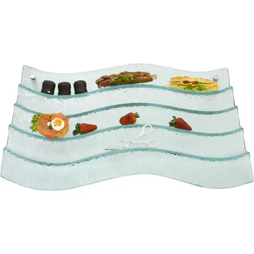 Büfett Treppe, Glas, 80 x 53 cm, Höhe 18 cm, 2 Füße Preis Gesenkt